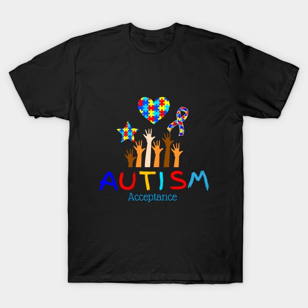 Autism Acceptance for Autism warrior T-Shirt by TrippleTee_Sirill